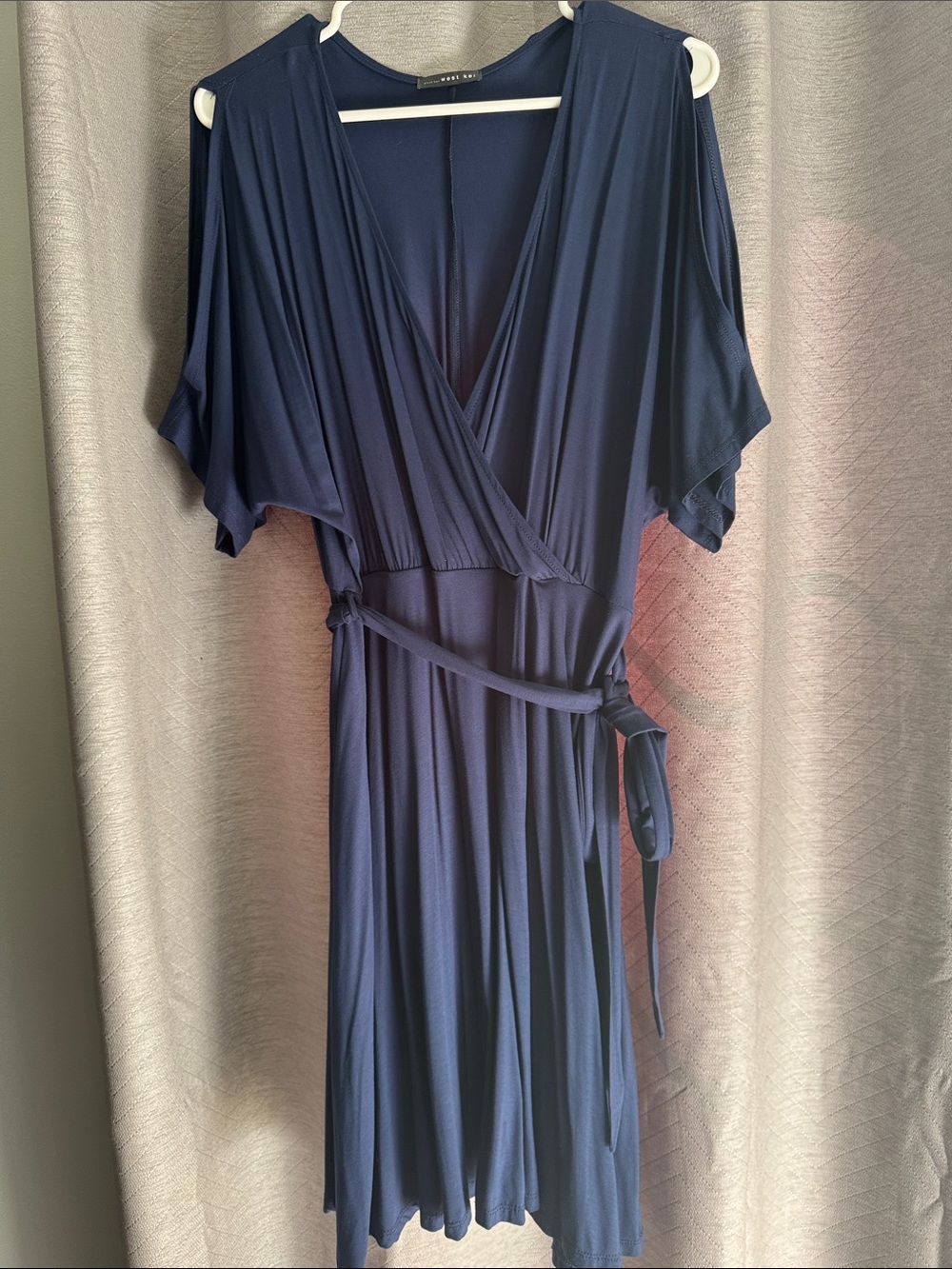 Navy faux Wrap Dress with Belt